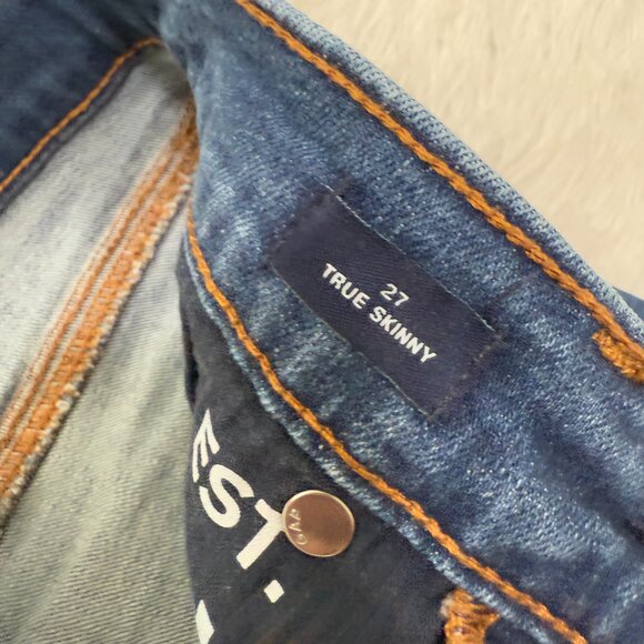 Women GAP True Skinny High Rise Denim Jeans in Dark Wash Blue Size 27 - Picture 8 of 10